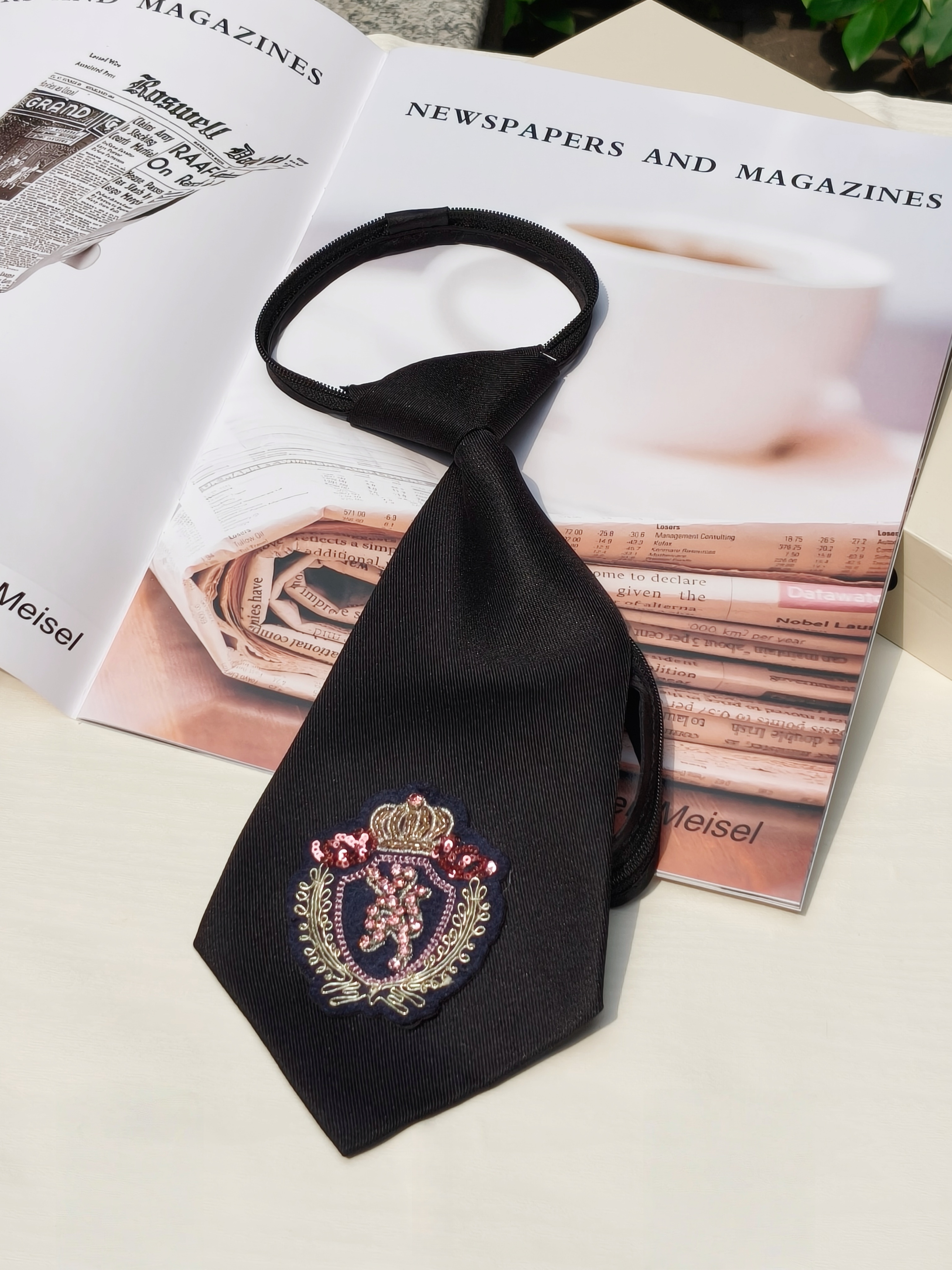 High End Women'S Formal Wear - High-End Crown Badge Black Tie, No-Zipper