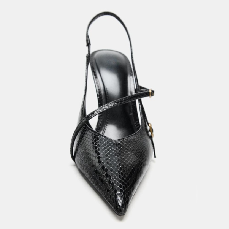 Sexy Pointed Toe Textured Leat - Slingback Heel Formal ulasan dan harga
