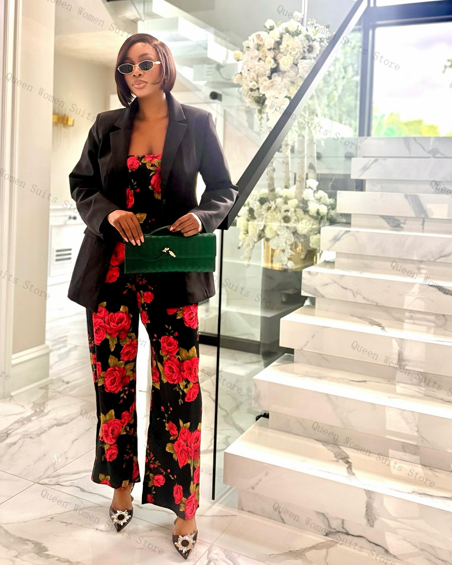 Flower Women Suit Set 3 Piece  - Women Formal Wear Tops ulasan dan harga