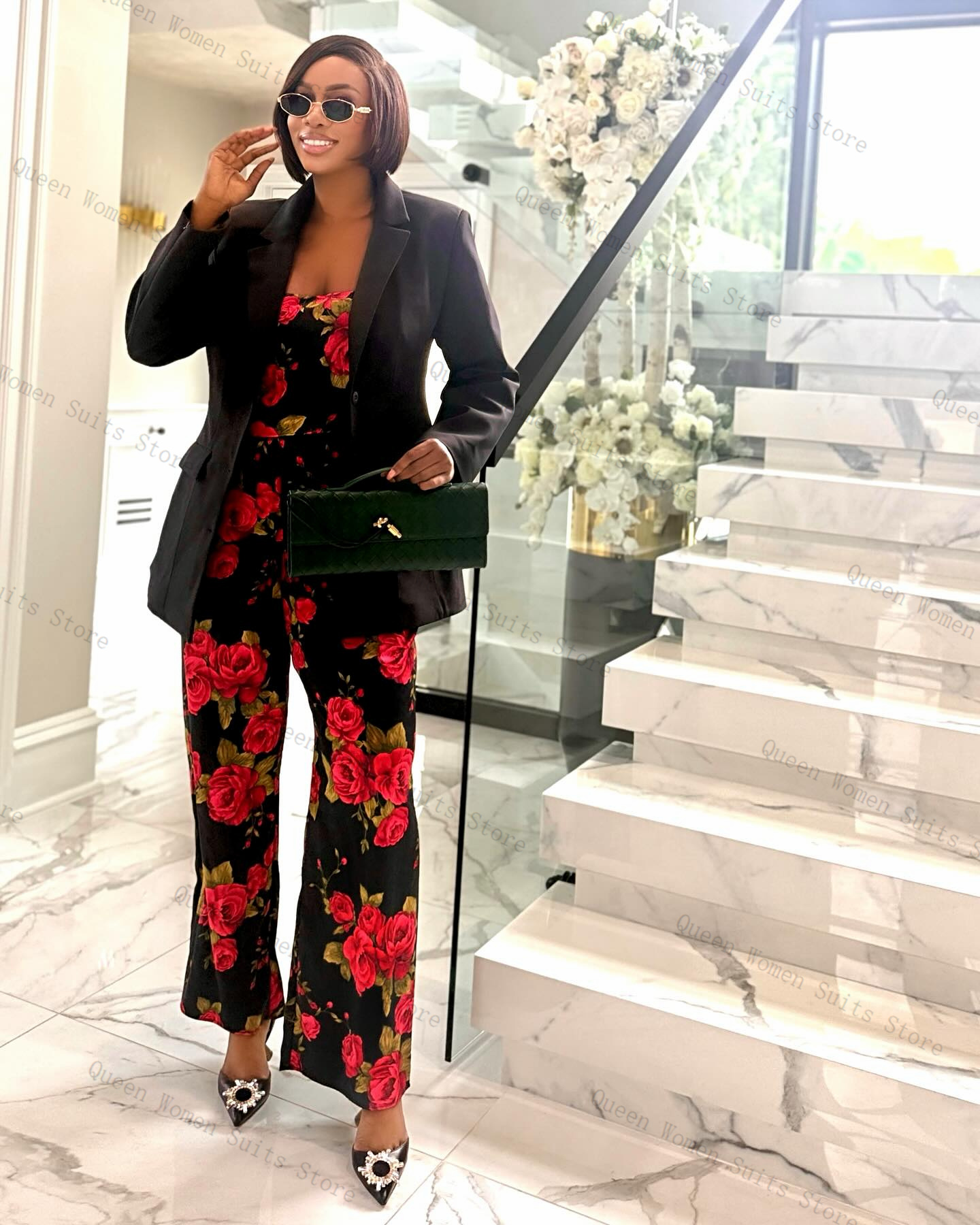 Flower Women Suit Set 3 Piece  - Women Formal Wear Tops ulasan dan harga
