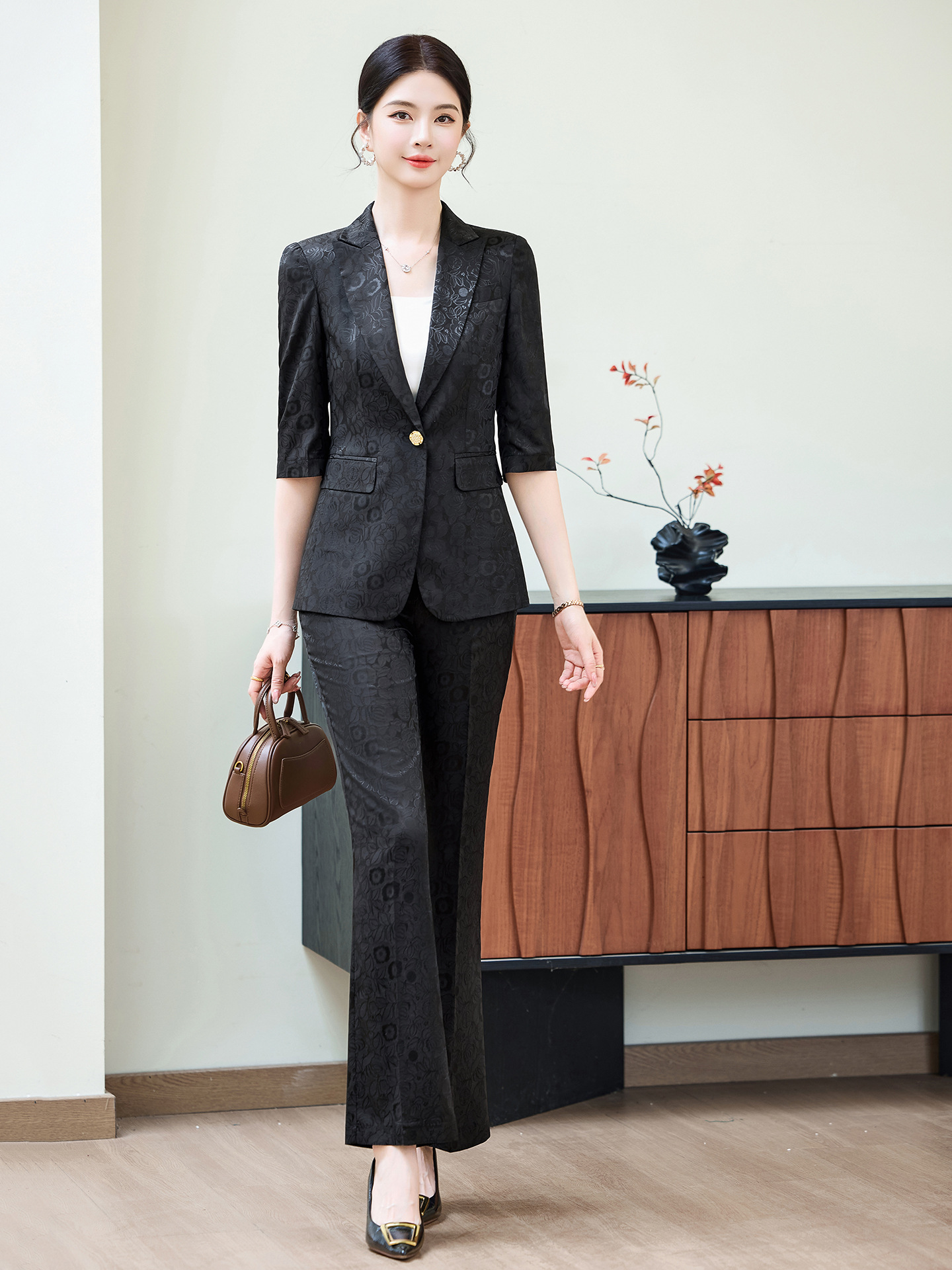 Fashion Apricot Half Sleeve Pr - Women Formal Wear With Blazer ulasan dan harga