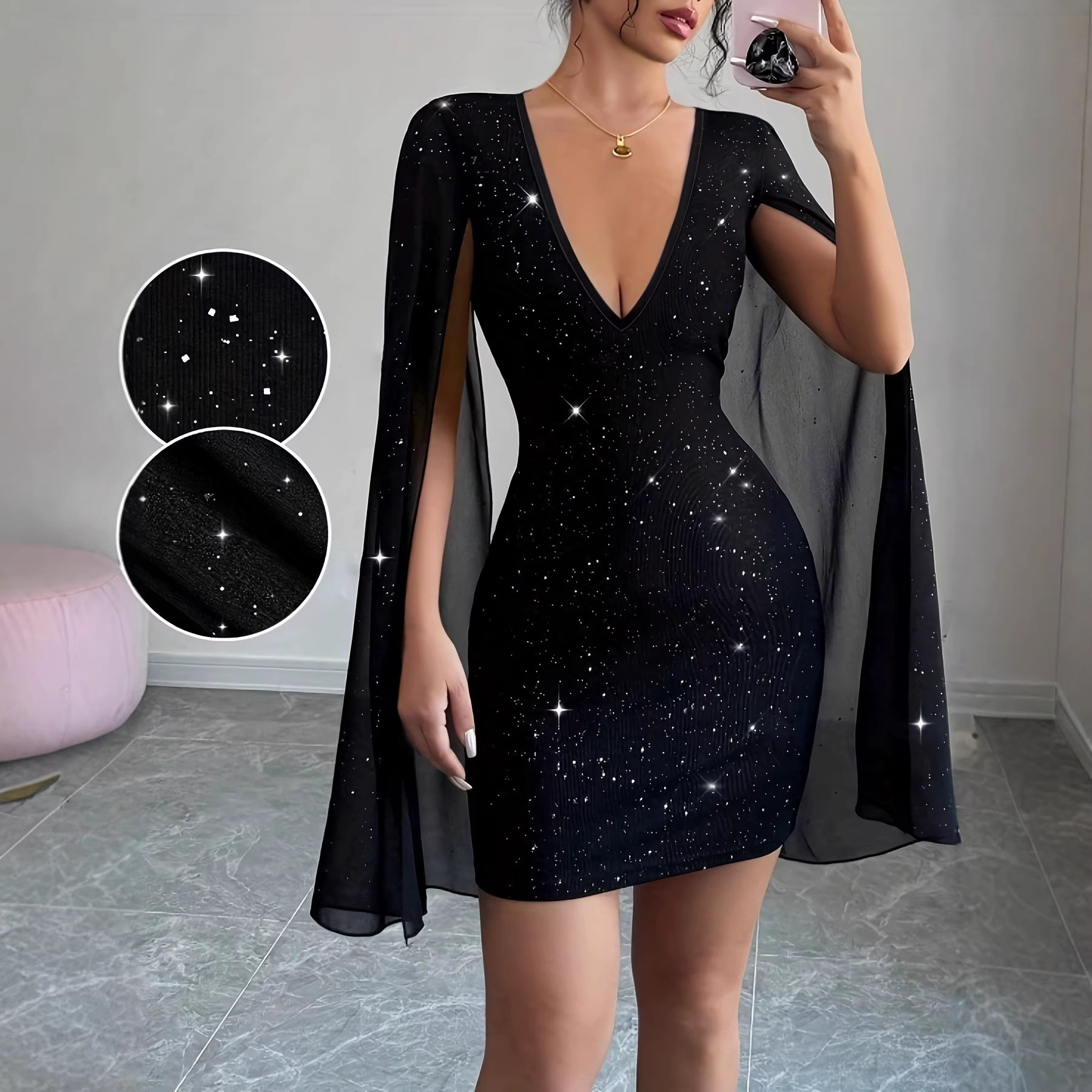 V Neck Bodycon Midi Dress Eleg - Women Formal Wear For Party ulasan dan harga