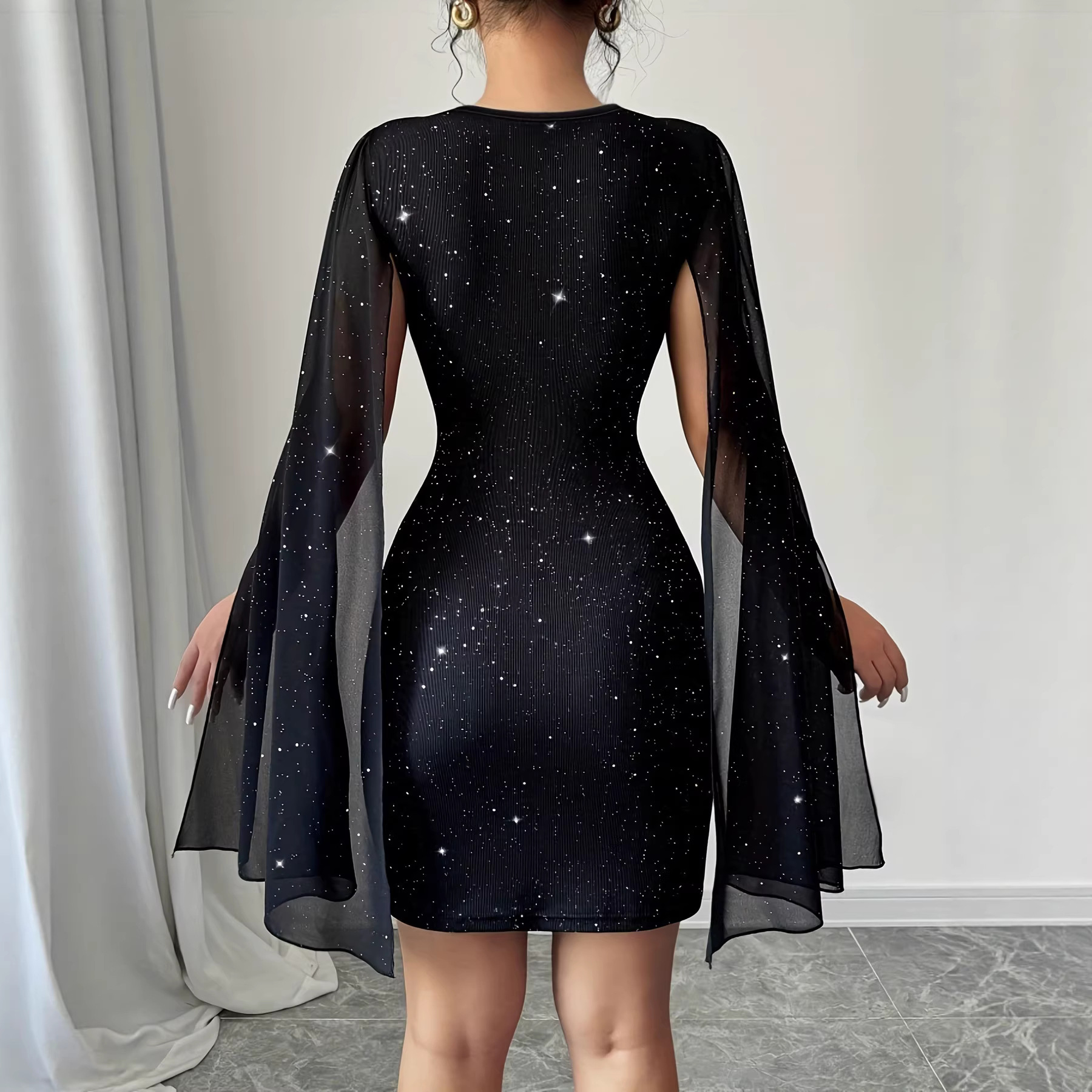 V Neck Bodycon Midi Dress Eleg - Women Formal Wear For Party ulasan dan harga