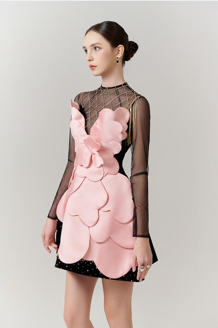 Gothic Black Pink Floral Mini  - Women Formal Wear For Party ulasan dan harga