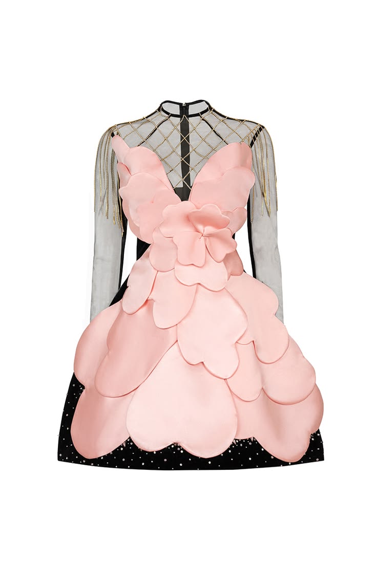 Gothic Black Pink Floral Mini  - Women Formal Wear For Party ulasan dan harga