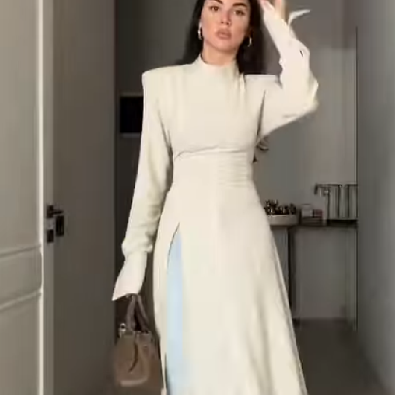 Women's Elegant High Neck Long - Women Formal Wear Tops ulasan dan harga