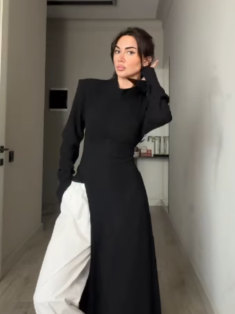 Women's Elegant High Neck Long - Women Formal Wear Tops ulasan dan harga