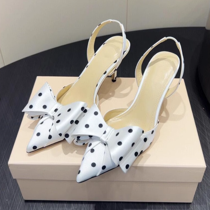 Newest Polka Dot Women Slingba - Slingback Heel Formal ulasan dan harga