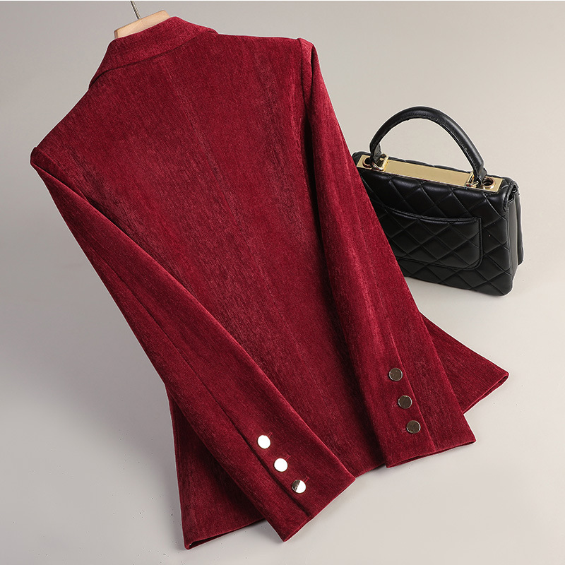 Yellow Gold Velvet Blazer Wome - Women Formal Wear Business ulasan dan harga