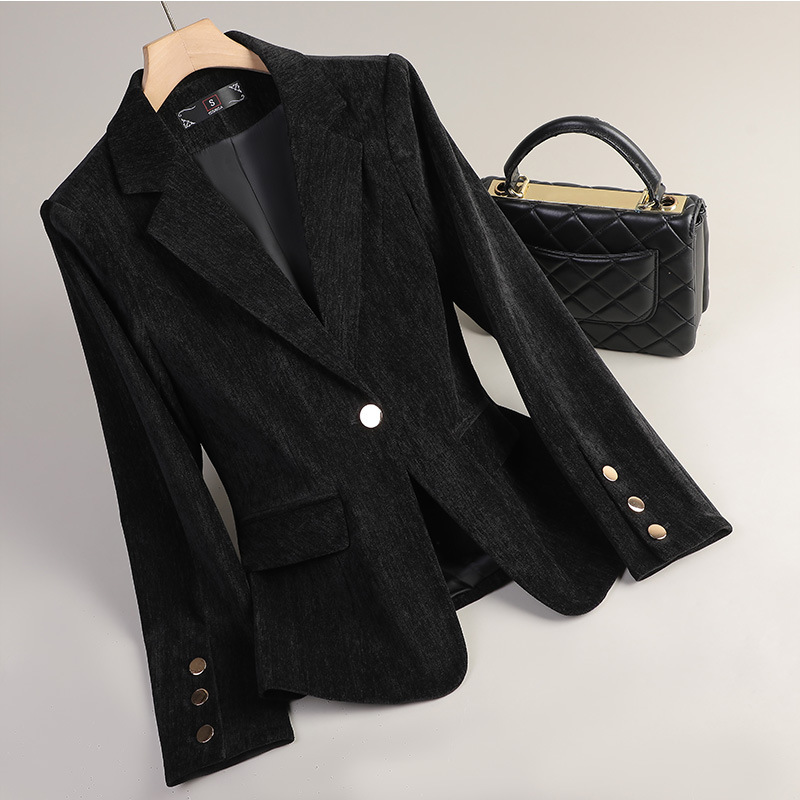 Yellow Gold Velvet Blazer Wome - Women Formal Wear Business ulasan dan harga