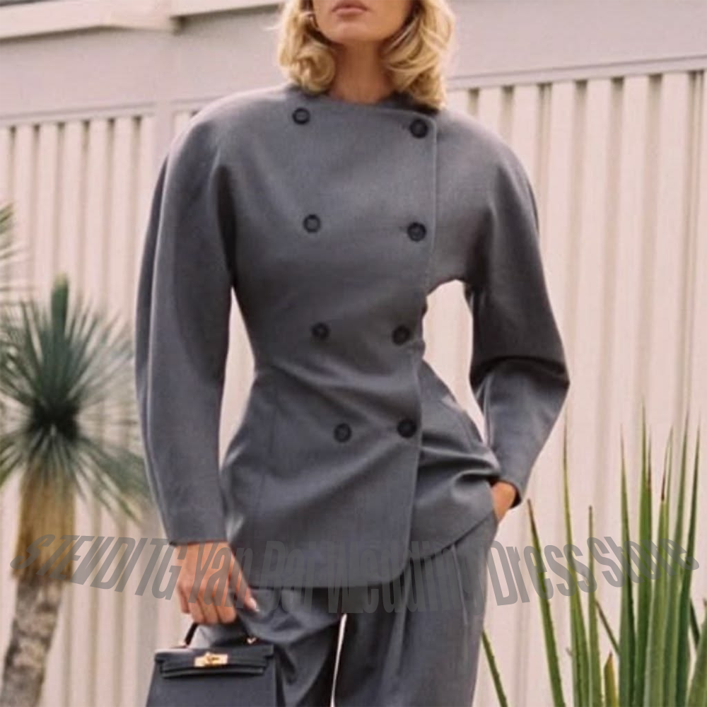 Classic Grey Women's Suit Set  - Women Formal Wear Business ulasan dan harga