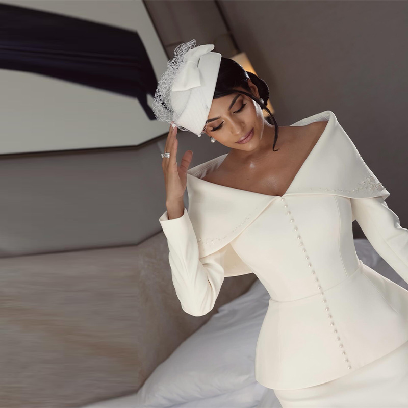 Elegant French White Peplum Tw - Women Formal Wear For Party ulasan dan harga