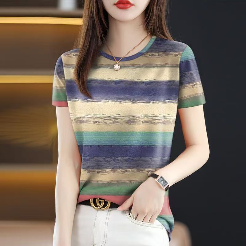 New Summer Round Neck Short-sl - Women Formal Wear Tops ulasan dan harga