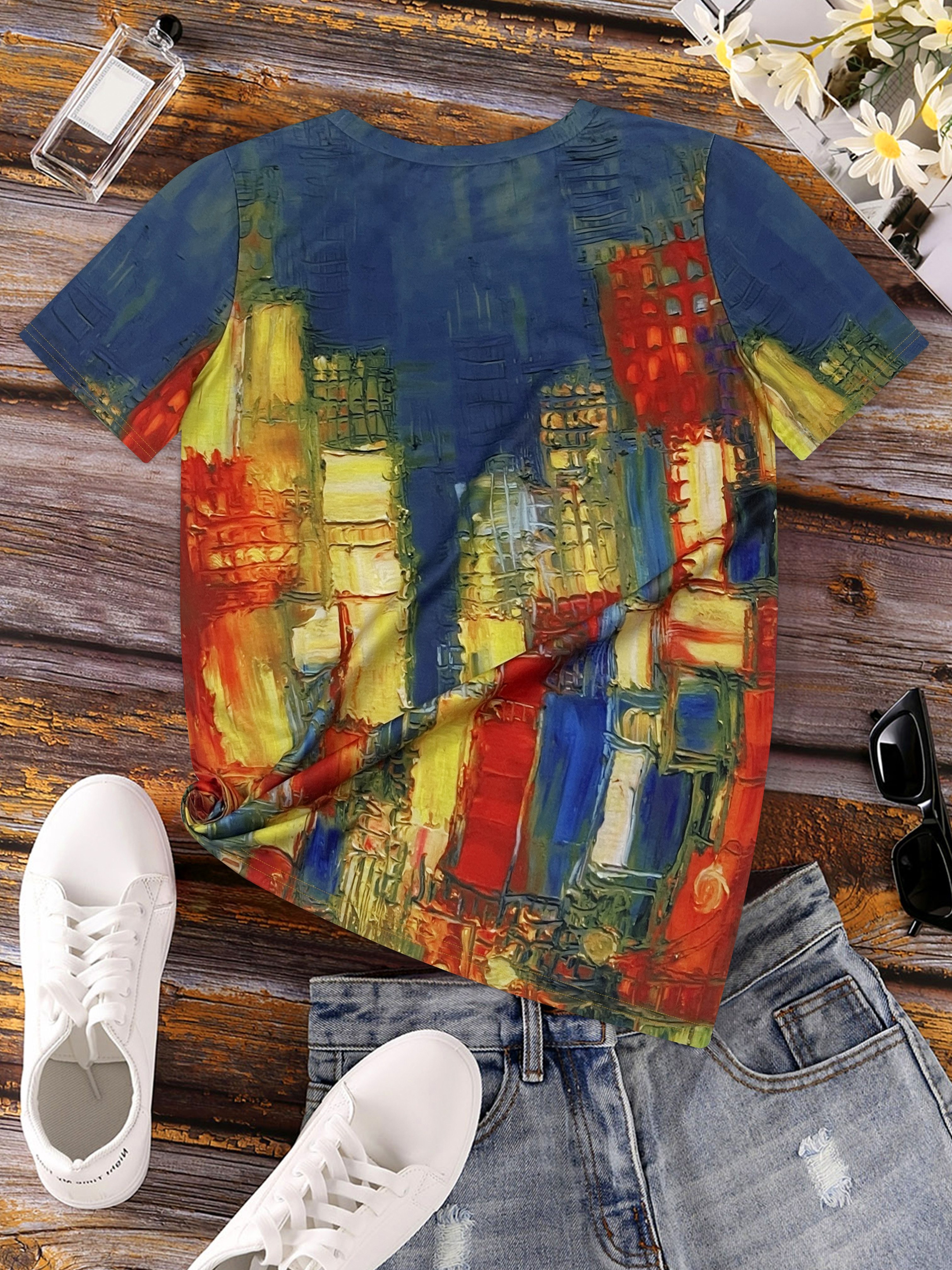 Vibrant Cityscape Women's Tee  - Women Formal Wear Tops ulasan dan harga