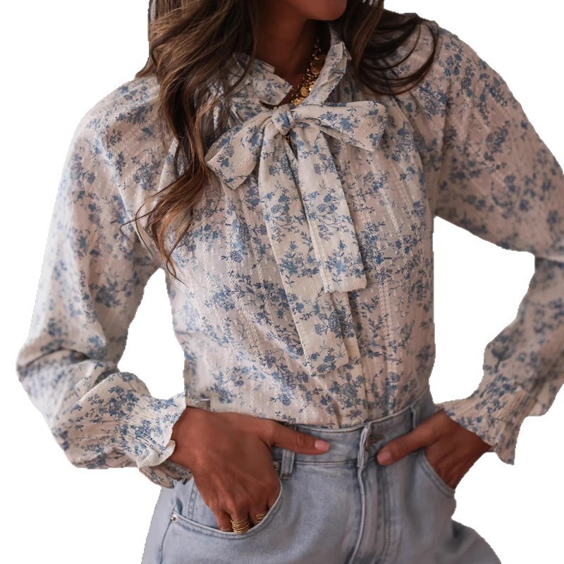 Womens Wear Bow Fashion Printe - Women Formal Wear Tops ulasan dan harga