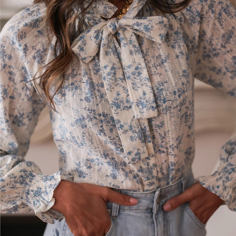 Womens Wear Bow Fashion Printe - Women Formal Wear Tops ulasan dan harga