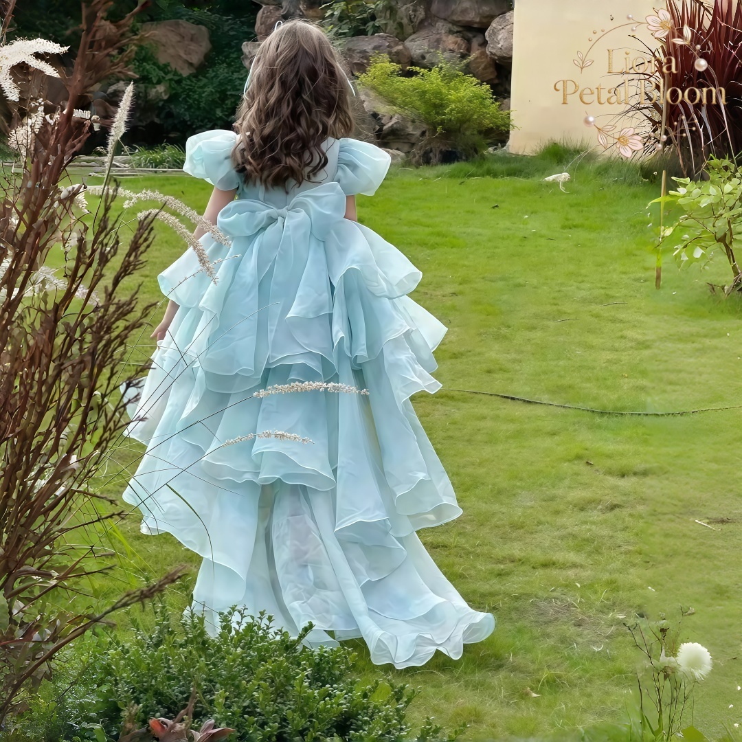 Blue Tulle Gown  Girls' Bow Pa - Women Formal Wear For Party ulasan dan harga