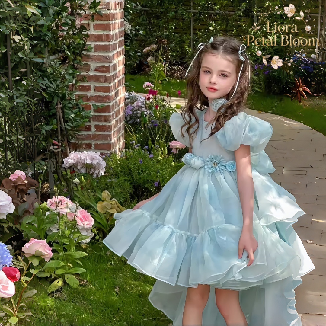 Blue Tulle Gown  Girls' Bow Pa - Women Formal Wear For Party ulasan dan harga