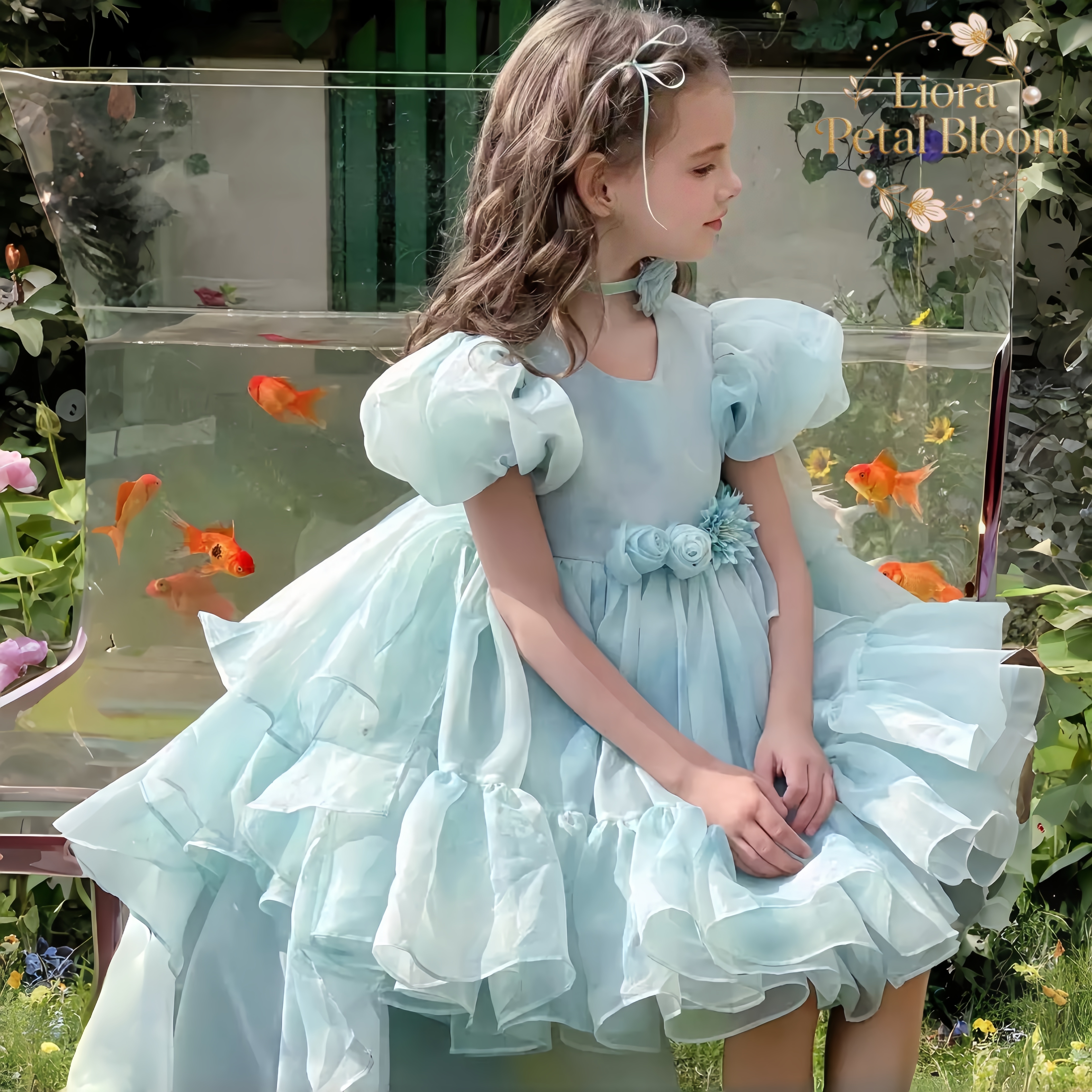 Blue Tulle Gown  Girls' Bow Pa - Women Formal Wear For Party ulasan dan harga